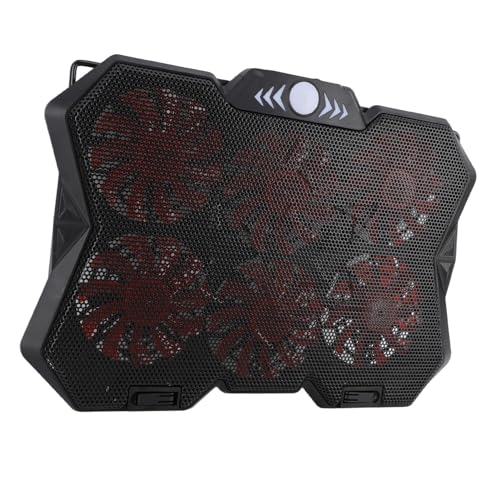 SUNGOOYUE Laptop Cooling Pad, 6 Height RGB Silent 6 Fan Metal Mesh Gaming Notebook Cooler with Folding Baffle, for Under 19in Laptops