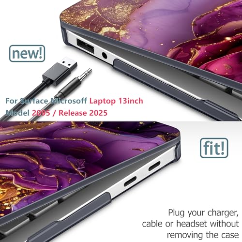 Mektron Printed Case for 2025 Microsoft Surface Laptop Windows 11 Copilot+ PC Surface Laptop 13 inch Touchscreen Display Cover Fits Model 2095, Marble Flowers - color: Marble Flowers