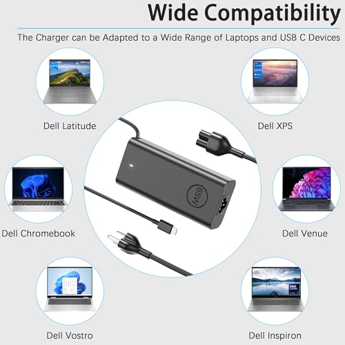 BAJ 65W USB C Laptop Charger Compatible with Dell Latitude 5420 5520 5540 7420 7490 5550 7450 XPS 15 13 12 9250 9360 in spiron 16 14 13 7620 2 in 1 7425 Chromebook 3100 3110 3400 Computer Power Cord - color: BLACKD