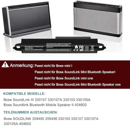 Fancy Buying 359498 359495 414255 Battery Replacement for Bose SoundLink III 330105 330105A 0330105 330107 330107A 0330107 Soundlink 2 3 Soundlink Bluetooth Mobile Speaker II III 404600 404800 404900 - size: 7.01*1.22*1.61inch 359498