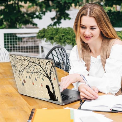 Laptop Skin Sticker Decal, Universal Reusable Vinyl Laptop Cover for 12" 13" 13.3" 14" 15" 15.4" 15.6" Notebook PC, Reusable Waterproof Scratch-Resistant with 2 Wrist Pads,Black Cat Tree - color: Black Cat Tree
