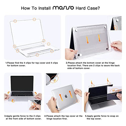 MOSISO Compatible with MacBook Air 13 inch Case M1 2021 2020 2019 2018 | A2337 A2179 A1932, Protective Hard Shell&Keyboard Cover&Screen Film&Pouch for MacBook Air 13.3 inch Case, Transparent - color: Transparent