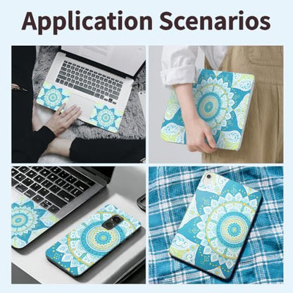3Pcs Flower Laptop Skin Sticker Blue Universal Removable Vinyl Stickers Fits for 12.1 13 14 15.6 16 Inch Waterproof Notebook Decal Cover Gift - style: blue mandala