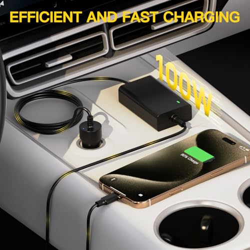 100W USB-C Laptop Car Charger for Dell Latitude/XPS/Precision,MacBook Pro | Air,for HP Spectre/Elitebook,for Lenovo ThinkPad/Yoga/IdeaPad,Acer Chromebook,Google,for Samsung,Zenbook,Car Laptop Charger
