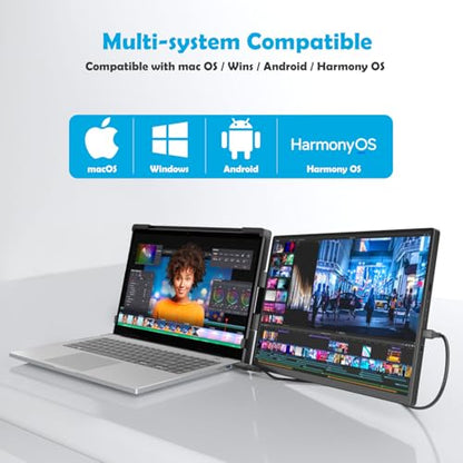 14.1-inch 2K Portable Dual Laptop Monitor Extender (with USB Docking Station) 2240x1400 QHD IPS Foldable Plug and Play Travel Home Office Second Screen Compatible with HDMI,USB-A and USB-C - style: 1*14.1" 2K