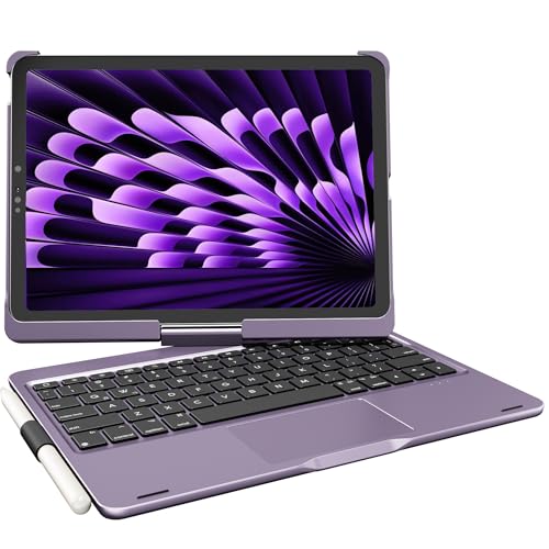 Keyboard Case iPad 10th 11th, Pro 11, Air 11" (M2-M4), (5th 4th Gen) Purple | Pekarejue 360° Rotatable, Trackpad, Backlit, Pencil Holder, Fit iPad A16, Air 11/10.9 inch, Pro 11" (1st-4th Gen, 2022-2018) - color: Metallic Purple, size: iPad 11th/10th Gen,A