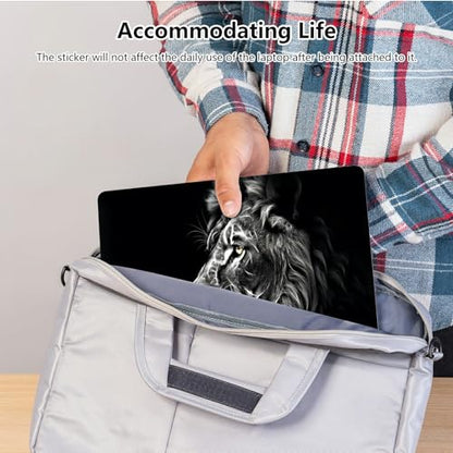 Universal Laptop Skin Sticker with 2 Wrist Pad Skins, Waterproof Scratch Resistant Vinyl Laptop Cover Decal, Cut to Fit for 11–15.6 Inch MacBook HP Dell Lenovo, Black Lion - color: Black Lion