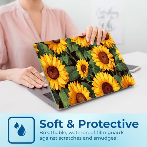 Reusable Universal Laptop Skin Sticker, Cut to Fit for 11.6–15.6 Inch Laptops, Waterproof Protective Film, No-Residue - Sunflowers - color: Sunflowers
