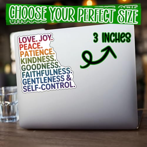 (3Pcs) Fruits of the Spirit Christian Sticker Love Joy Peace Patience Kindness Goodness Faithfulness Gentleness Self Vinyl Decal Laptop Water Bottle Journal Bible Study Gifts Adults Teens 3 Inch - color: Fruit of the Spirit