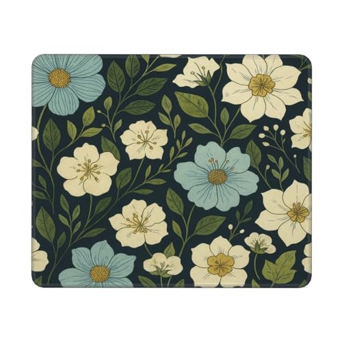 Wildflowers Flowers Leaves Watercolor Gaming Computer Keyboard Cute Mouse Pad with Anti-fray Stitching, Premium-Textured Alfombrilla para Mouse with Non-Slip Rubber Base, 10 x 12 inch - color: Wildflowers Flowers Leaves Watercolor