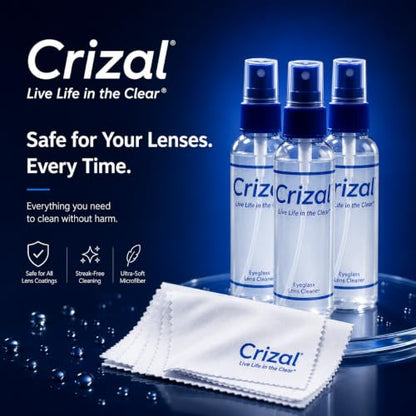 Crizal® Eyeglass Cleaner Spray – 2 Pack | Designed & Tested by Crizal® | Safe for Advanced AR & Anti-Reflective Lens Coatings | Premium Lens Care - color: 2 Spray's