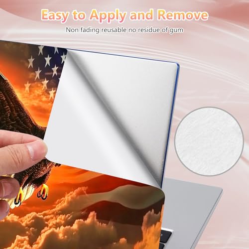 Laptop Skin Sticker Decal 12" 13" 13.3" 14" 15" 15.6",Waterproof Scratch Resistant Vinyl,Reusable Easy to Apply,for MacBook HP Dell Notebooks Netbooks Laptop,2 Wrist Pads,Flag Eagle Dusk - color: Flag Eagle Dusk