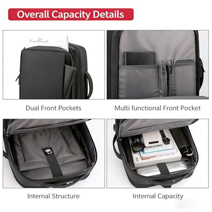 Expandable Business Laptop Backpack with USB Charging Port, Water Resistant Travel Work Bag for Men Women Fits 15.6 Inch Laptop (1) - color: 1