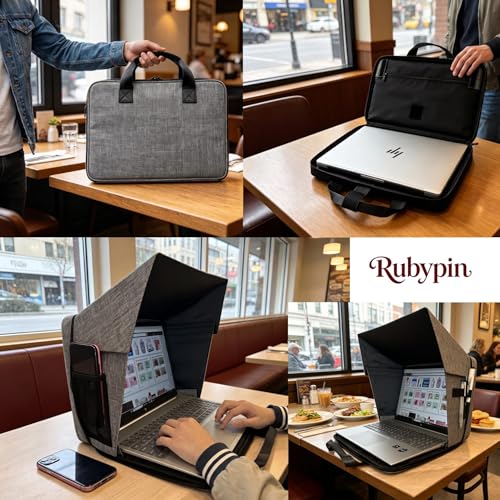 Laptop Sun Shade Carry Case & Privacy Shield Fit 12-16 Inch Working Outside | anti glare screen protector privacy shade laptop tent sleeve portable & foldable for outdoor/travel Gray MacBook, HP, Surface