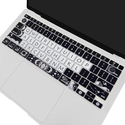 Cute Keyboard Cover for 2021 2020 MacBook Air 13 inch (Model: A2179 A2337) M1 Chip, Silicone Protective Skin, Sun and Moon - color: Sun and Moon
