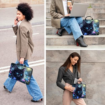 Laptop Bag,14 15 15.6 inch Laptop Case Sleeve,Computer Sleeve with Handle for Women Men,Carrying Case for MacBook,Dell,Lenovo,Notebook Computer,Black Cat Flower - color: Black Cat Flower