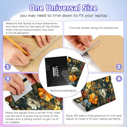 Universal Laptop Skin Sticker Decal, Compatible with MacBook HP Dell Lenovo 12"-15.6", Reusable Vinyl Notebook Cover 3PCS Set, High-Recognition Film-Flowers Florals Butterflies - color: Flowers Florals Butterflies