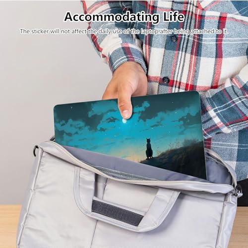 Universal Laptop Skin Sticker with 2 Wrist Pad Skins, Waterproof Scratch Resistant Vinyl Laptop Cover Decal, Cut to Fit for 11–15.6 Inch MacBook HP Dell Lenovo, Cats Watch Stars - color: Cats Watch Stars