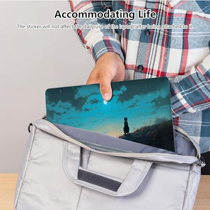 Universal Laptop Skin Sticker with 2 Wrist Pad Skins, Waterproof Scratch Resistant Vinyl Laptop Cover Decal, Cut to Fit for 11–15.6 Inch MacBook HP Dell Lenovo, Cats Watch Stars - color: Cats Watch Stars