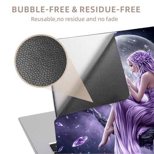 Universal Laptop Skin Sticker for 12/13/14/15.6 Inch Laptops, Reusable Vinyl Laptop Decal Cover, Waterproof Scratch Resistant Notebook Skin with 2 Wrist Pads,Moonlight Fairy - color: Moonlight Fairy