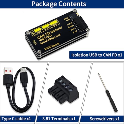 Isolation USB to CAN FD Adapter Converter Up to 5Mbps | Built on Canable 2.0,Signal and Power Isolation,Onboard TVS/ESD/GDT Multi-Protection Circuits