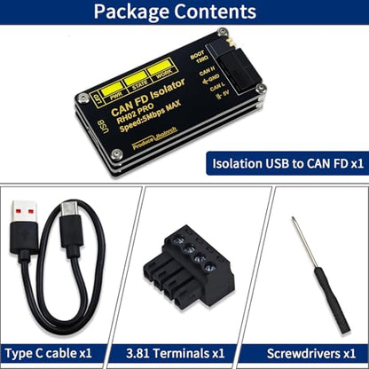 Isolation USB to CAN FD Adapter Converter Up to 5Mbps | Built on Canable 2.0,Signal and Power Isolation,Onboard TVS/ESD/GDT Multi-Protection Circuits