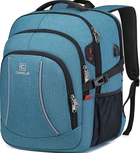 Backpack,17.3 Inch Travel College School Bookbags with USB Charging Port,Business RFID Anti Theft Pocket,Durable Water Resistant Backpacks Computer bag for Men Boys Teenagers Casual Daypack,Lake Blue - color: 17.3in-lake Blue, size: 17.3inch