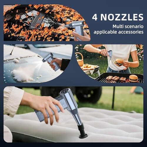 Cordless Compressed Air Duster, 150000RPM Super Power Electric Air Duster, 3-Gear Adjustable Mini Air Blower for Computer, Keyboard, Outdoor, House and Car Cleaning (Silvery)