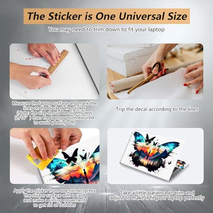 Laptop Skin Sticker for 12.1”-15.6“ Laptops (Fits 13”, 13.3”, 14”, 15”, 15.4”) | Protective Universal Reusable Vinyl Art Decal Cover | Waterproof & Scratch-Resistant-Butterfly Scrap - color: Butterfly Scrap