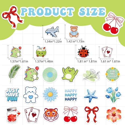 60 Pcs Funny Cartoon Water Bottle Stickers for Kids | Cute Laptop Decals, Waterproof Vinyl Sticker for Luggage Scrapbook Skateboard Phone Case DIY - color: Non-luminescent-492kscp