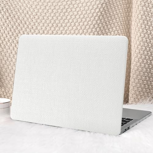 Seorsok Compatible with MacBook Air 15 inch Case 2026 2025-2023 Release M5 A3448 M4 A3241 M3 A3114 M2 A2941 Touch ID,Elegant Leather Plastic Hard Shell Case with Keyboard Cover,White No Logo Cutout - color: White, size: Air 15 inch A3448 A3241 A2941 A3114