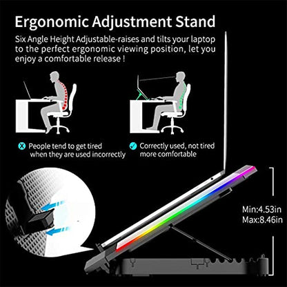 Laptop Cooler for 12-18 Inch Six Fans LCD Screen Cooling Pad Adjustable Notebook Stand Two Port - color: E