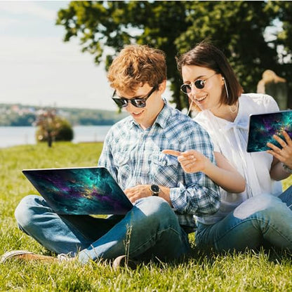 Universal Laptop Skin Sticker with 2 Wrist Pad Skins, Waterproof Scratch Resistant Vinyl Laptop Cover Decal, Cut to Fit for 11–15.6 Inch MacBook HP Dell Lenovo, Galaxy Clouds - color: Galaxy Clouds