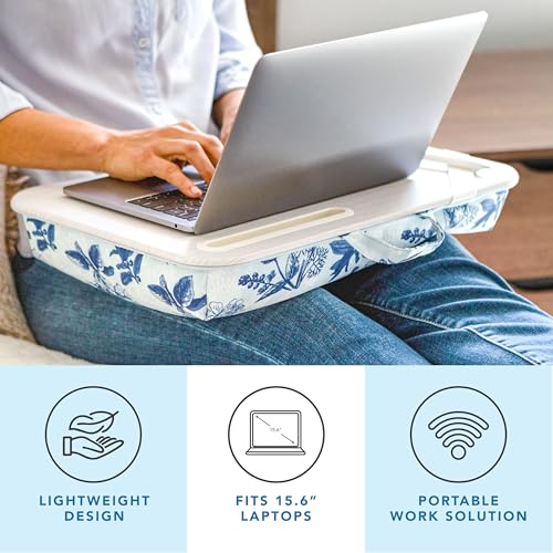 LAPGEAR Designer Lap Desk – Blue Blossoms, 2-Pack with Storage Basket - color: Blue Blossoms, size: 2-Pack Lap Desks + Basket