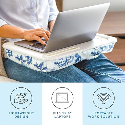 LAPGEAR Designer Lap Desk – Blue Blossoms, 2-Pack with Storage Basket - color: Blue Blossoms, size: 2-Pack Lap Desks + Basket