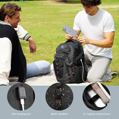 Swissdigital Design Laptop Backpack, Travel Backpack with USB Charging Port Fits 15.6 inches Computer, 31L College School Bookbag for Men, Black/Grey | SD803-02 - color: Grey
