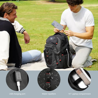 Swissdigital Design Laptop Backpack, Travel Backpack with USB Charging Port Fits 15.6 inches Computer, 31L College School Bookbag for Men, Black/Grey | SD803-02 - color: Grey