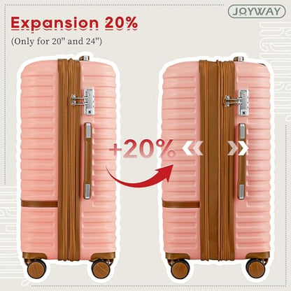 Joyway Expandable Carry on Luggage Sets Airline Approved, Lightweight Hard Shell 20 Inch Carry-on Suitcase with Spinner Wheels (Carry on luggage，Pink) - color: Pink, size: Carry on luggage