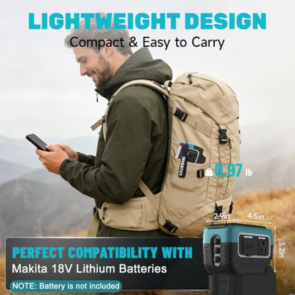 240W Power Inverter Pure Sine Wave for Ma-Ki-ta 18V Battery | No Battery, 7A Fast Charger,Portable Power Station with 120V AC Outlets, USB-C (140W), 2 QC USB Ports(18W), 600LM LED - color: Teal