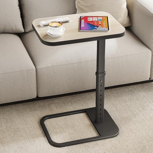 Kitstorack Upgraded TV Tray Table with Panel Lock, Adjustable Height & 90° Flip-Over Design, Sofa Arm End Side Table for Eating, Dinner, Snack, Laptop, Couch, Bed, Chair or Small Spaces, Gray - color: Driftwood Gray, style: Auto-locking