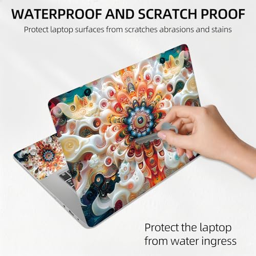 Psychedelic Fractal Kaleidoscope Universal Laptop Skin Sticker 3PCS, Protective Decal Trim-to-Fit 11.6" 13.3" 14" 15.6" Laptop Vinyl Cover, Removable Anti-Scratch Computer Decal Protector - color: Psychedelic Fractal Kaleidoscope