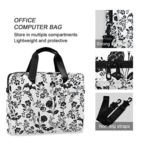 Laptop Bag 15.6 inch, Waterproof Laptop Case with Strap, Protective Laptop Carrying Case for Women&Men, Goth Bat Foral - color: Goth Bat Foral