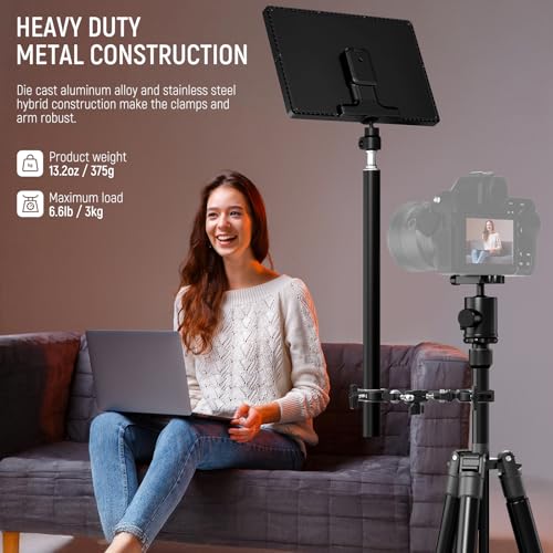 NEEWER Double Super Clamp Camera Mount with Magic Arm, NATO Interface, Cold Shoes, 1/4" Locating Holes for ARRI, Desk Studio Photography Light Stand Pole Cross Bar Umbrella Holder Clamp Mount, UA060 - style: UA060