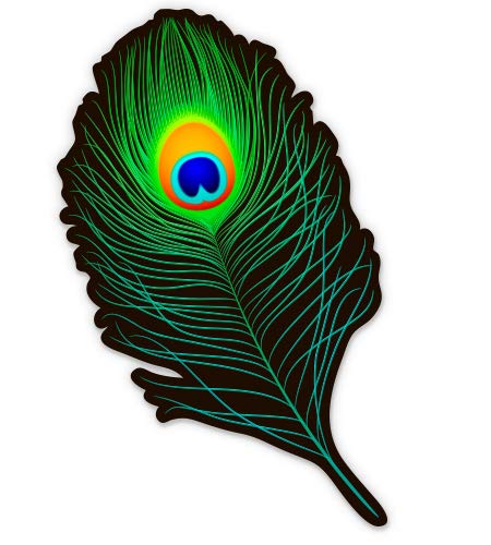 Peacock Feather - 3" Vinyl Sticker - for Car Laptop I-Pad Phone Helmet Hard Hat - Waterproof Decal