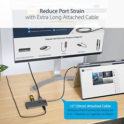 StarTech 6-in-1 USB-C Hub, 4K HDMI HDR10, 3X USB-A 5Gbps, GbE, 100W | USB 5Gbps hub, 100W laptop charging, Cable management, Shared USB-C power and USB 2.0 data, macOS iPadOS Linux ChromeOS - style: 6-IN-1
