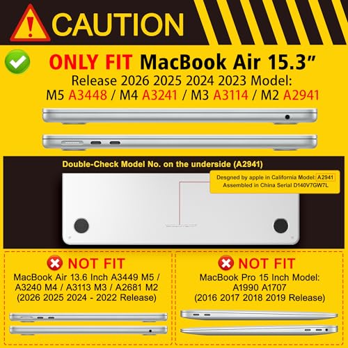 Case for MacBook Air 15 Inch 2026-2023 Release M5 A3448 M4 A3241 M3 A3114 M2 A2941, Hard Shell with Screen Protector & Keyboard Cover, Compatible with Touch ID, Matte Navy Blue - color: Matte Navy Blue