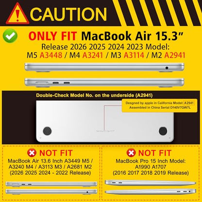 Case for MacBook Air 15 Inch 2026-2023 Release M5 A3448 M4 A3241 M3 A3114 M2 A2941, Hard Shell with Screen Protector & Keyboard Cover, Compatible with Touch ID, Matte Navy Blue - color: Matte Navy Blue