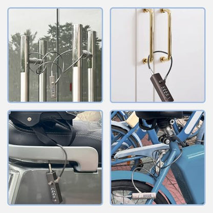 4-Digit Combination Cable Lock, 3 Interchangeable Braided Steel Ropes (9"/23.6"/47.2"), Resettable Anti-Theft Wire Lock for Bikes, Gates, Fences, Scooters, Luggage & Gym Lockers (Gray) - color: Gray