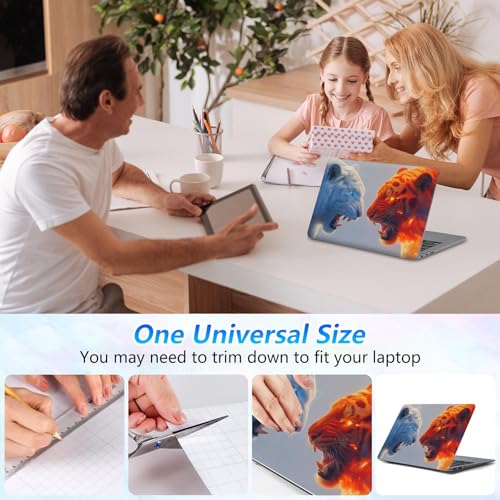 Universal Laptop Skin Sticker Decal with 2 Wrist Pad Skins, Waterproof Scratch Vinyl Cover for 11–15.6 Inch MacBook, HP, Dell, Lenovo, Cutable & Reusable,Ice and Fire Tiger Art - color: Ice and Fire Tiger Art