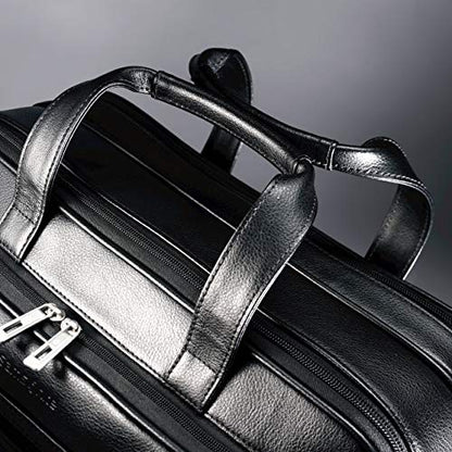 Samsonite Leather Expandable Briefcase, Black, One Size
